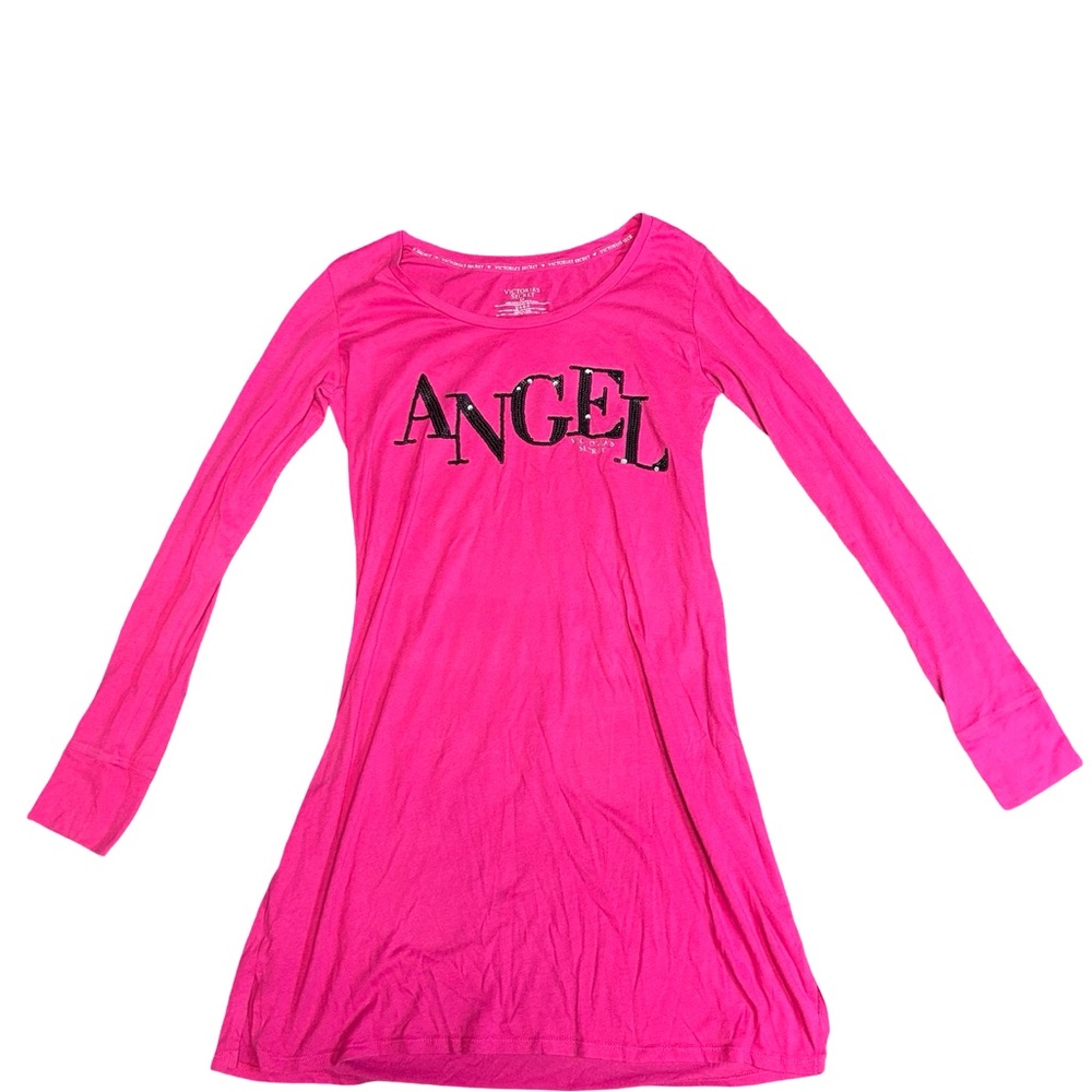 Victoria's Secret Bright Pink 'ANGEL' Long Sleeve Tee
